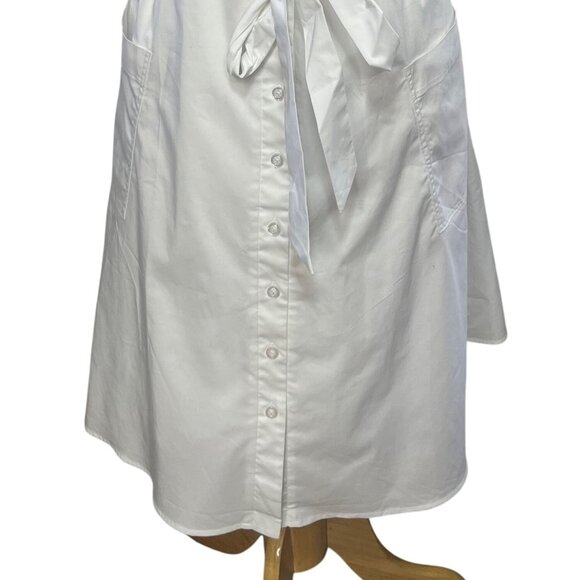 Isabel & Nina Dress Womens 14 White New WOT Button Up Knee Length Belted - Picture 4 of 9
